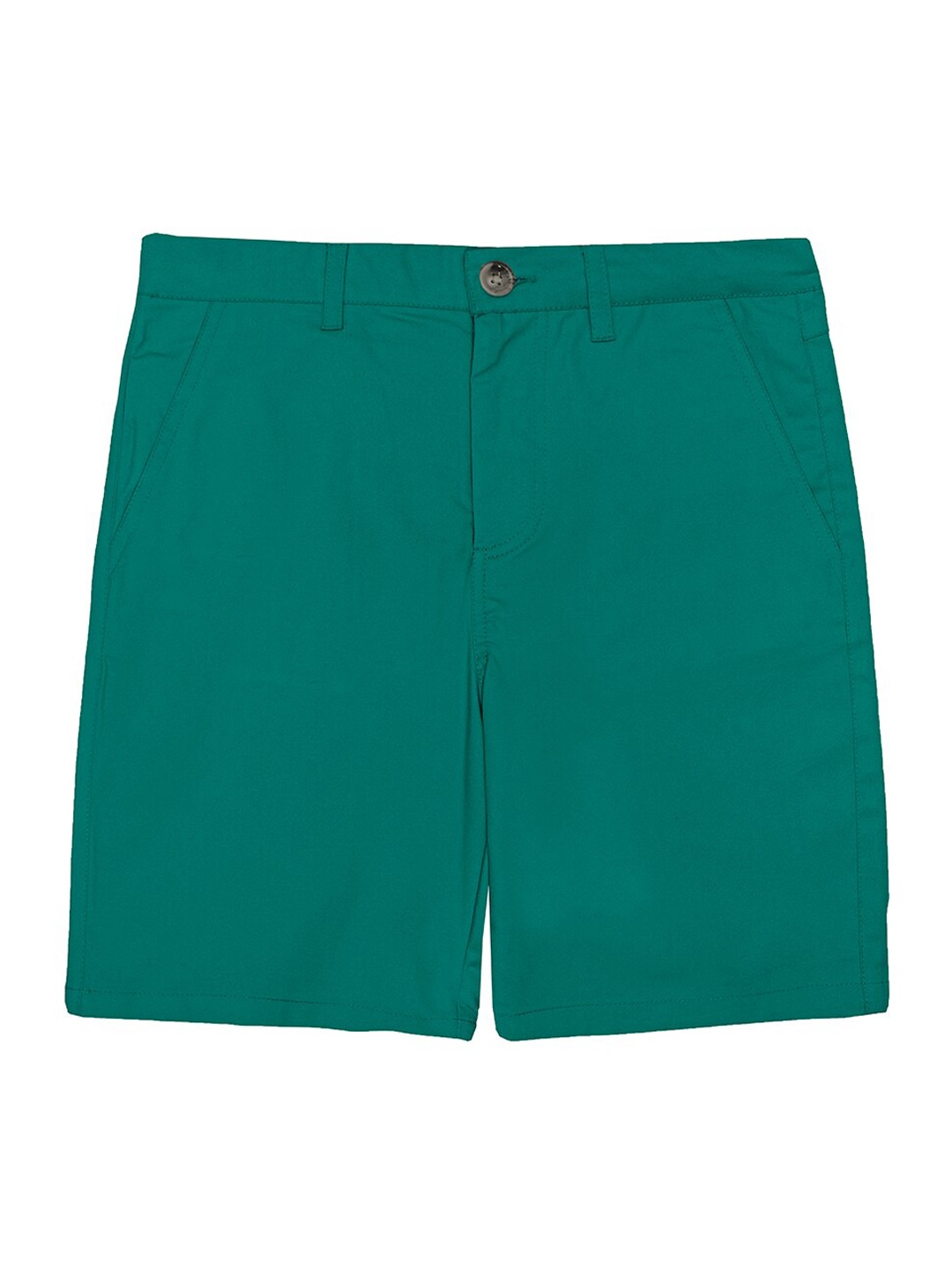 Whistle & Hops Boys Mid-Rise Pure Cotton Shorts, Green