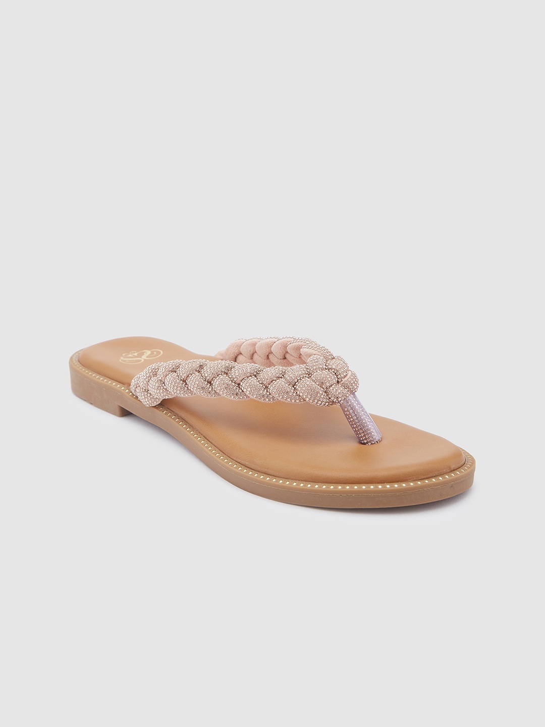 

Sole To Soul Embellished Open Toe Flats, Champagne