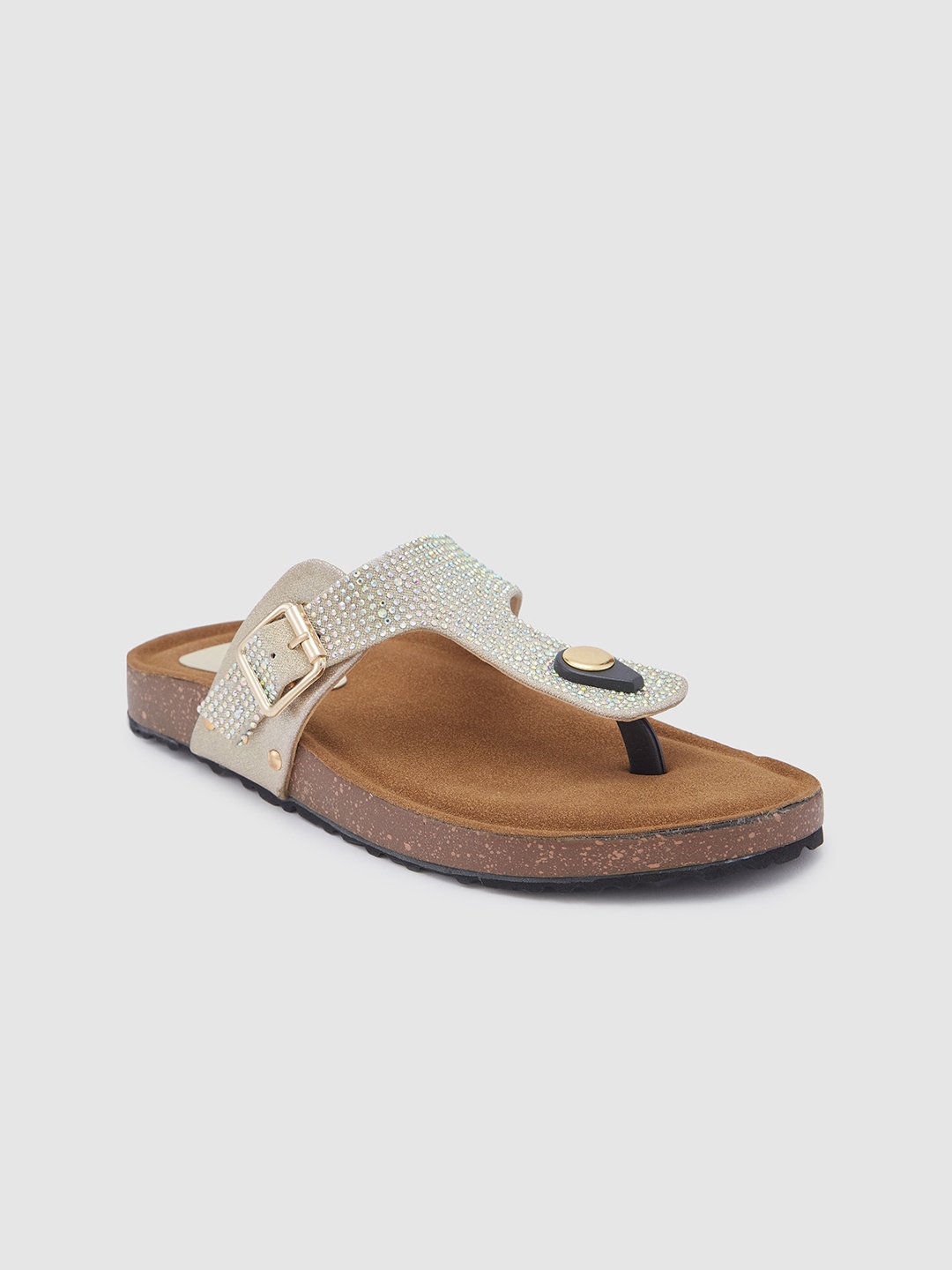 

Sole To Soul Embellished Open Toe Flats, Gold