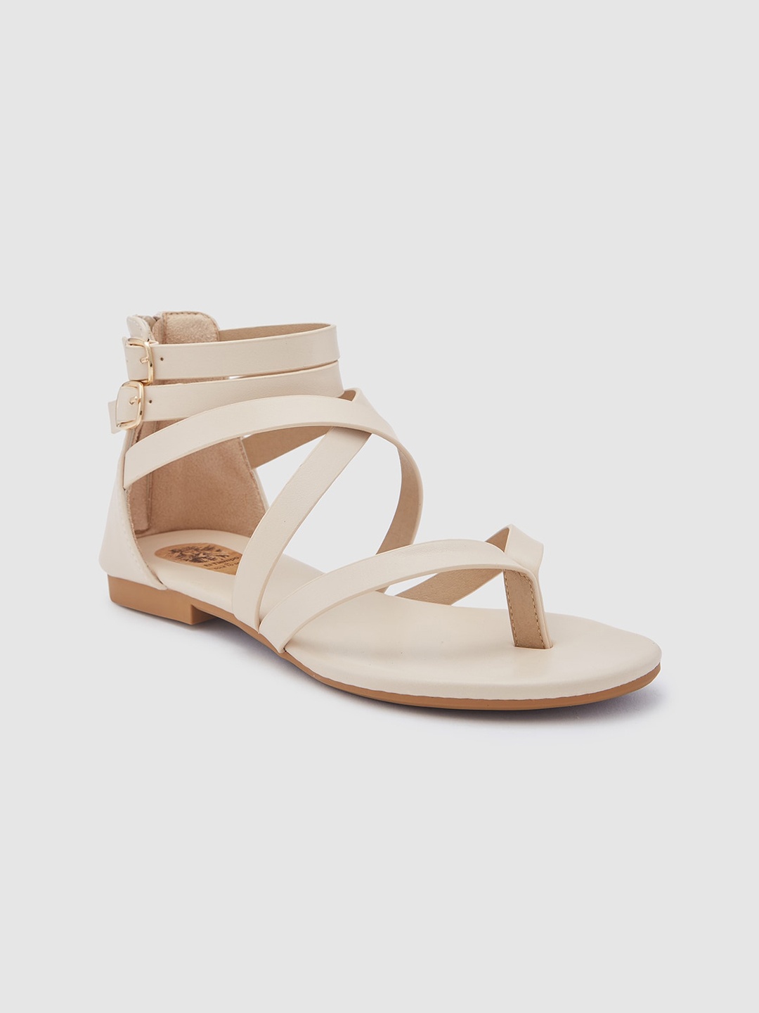 

Sole To Soul Strappy Open Toe Flats, Beige