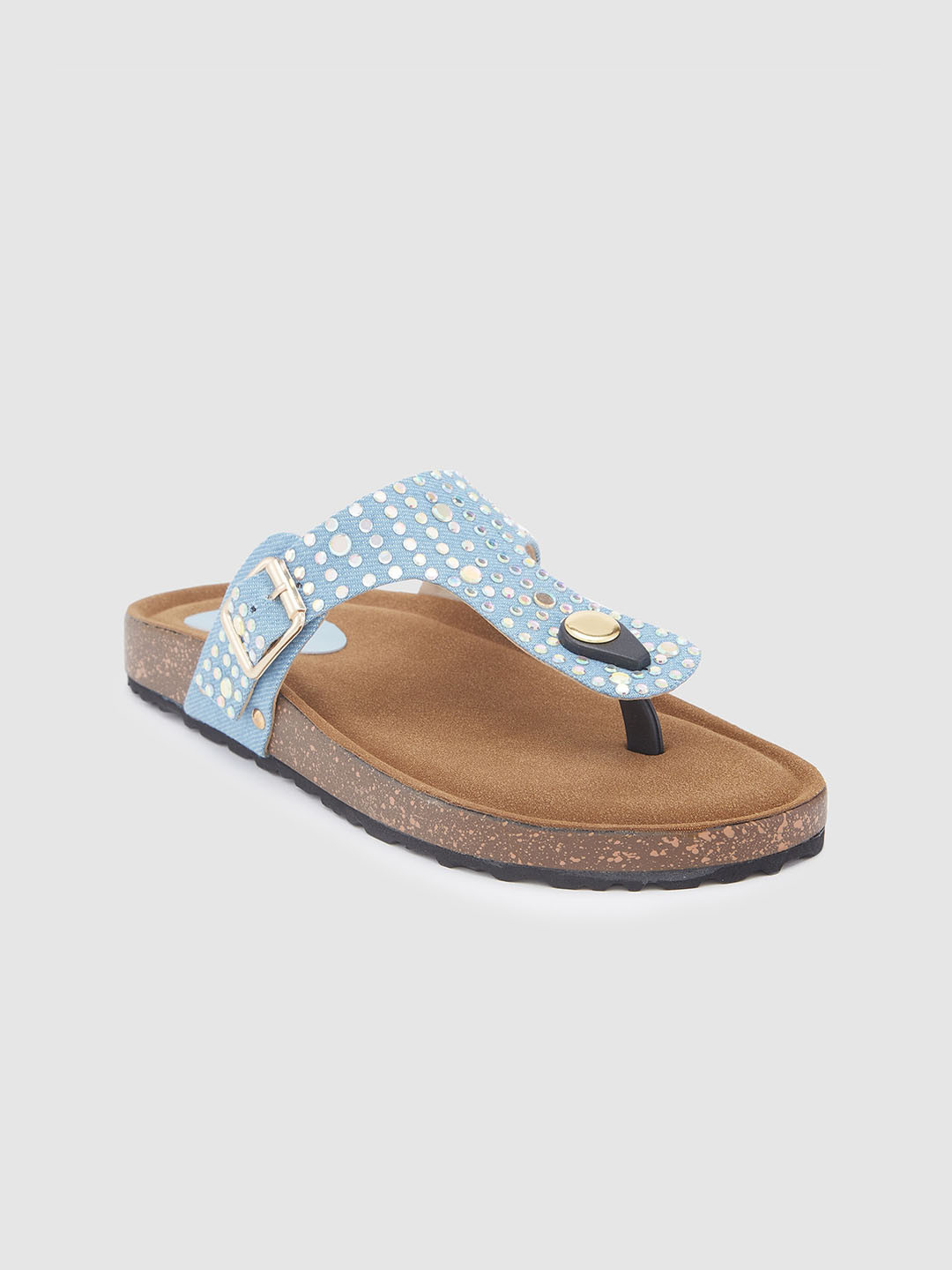 

Sole To Soul Embellished Open Toe Flats, Turquoise blue