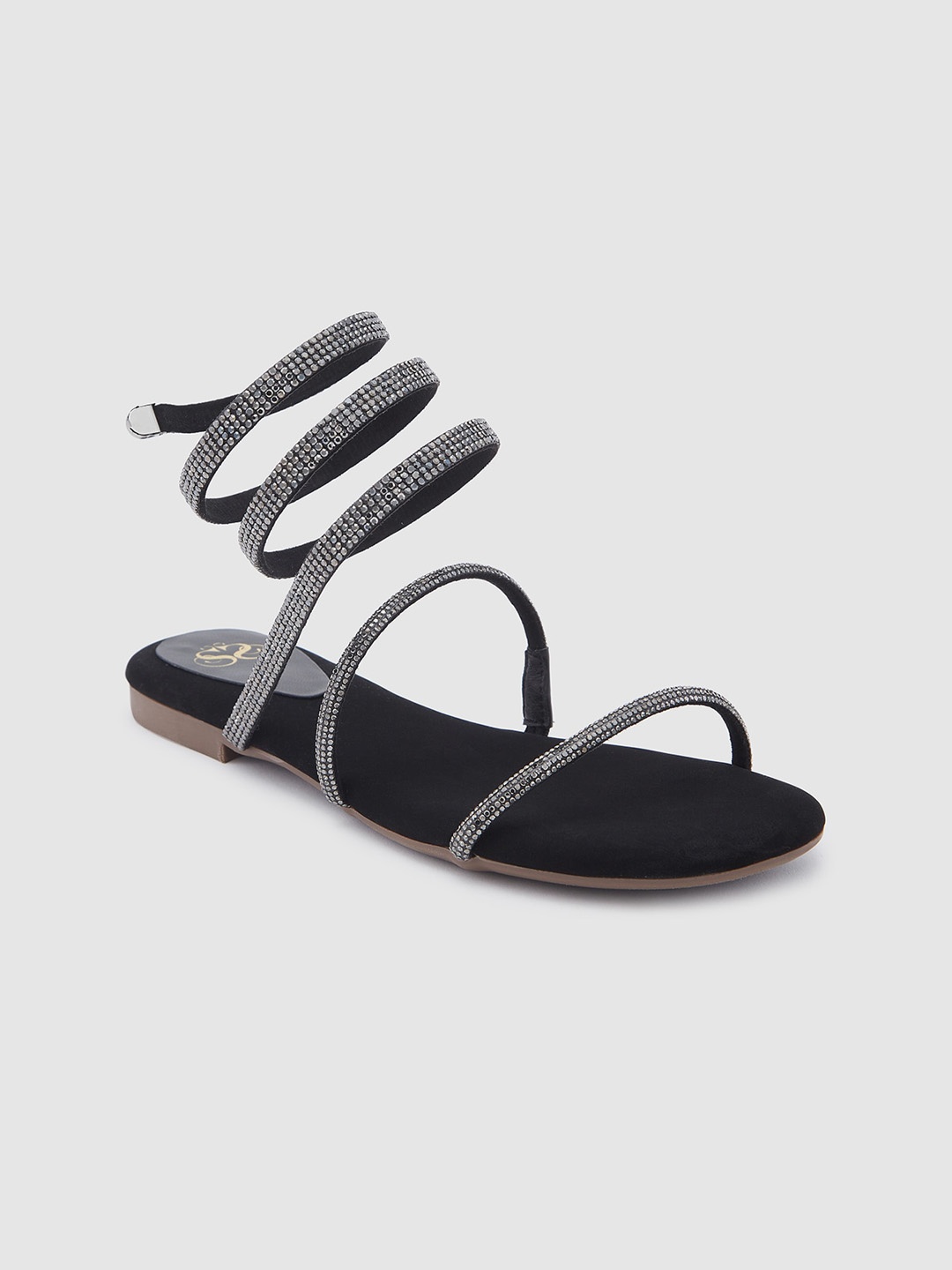

Sole To Soul Embellished Open Toe Flats, Black