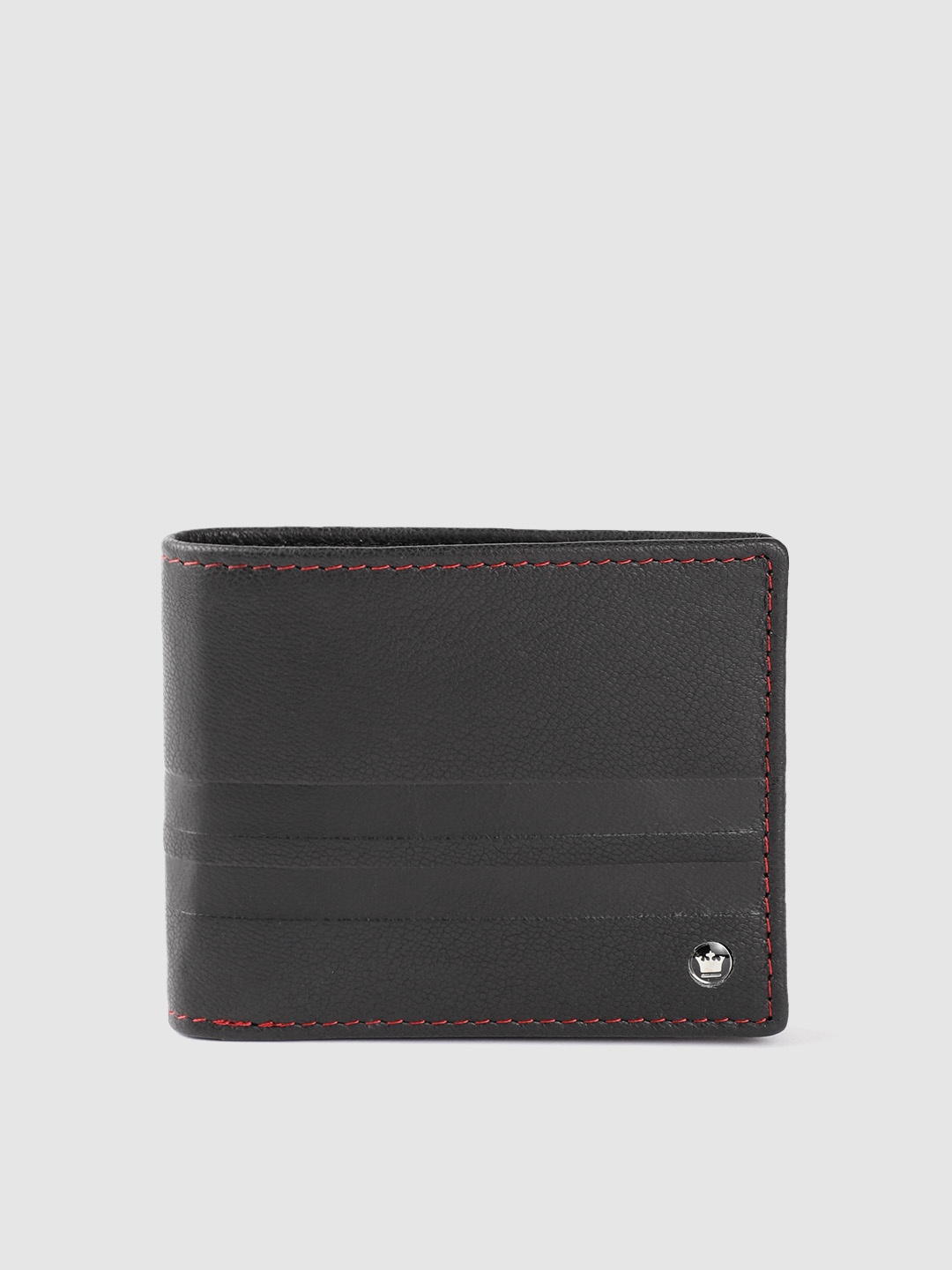 

Louis Philippe Men Leather Textured Two Fold Wallet, Black