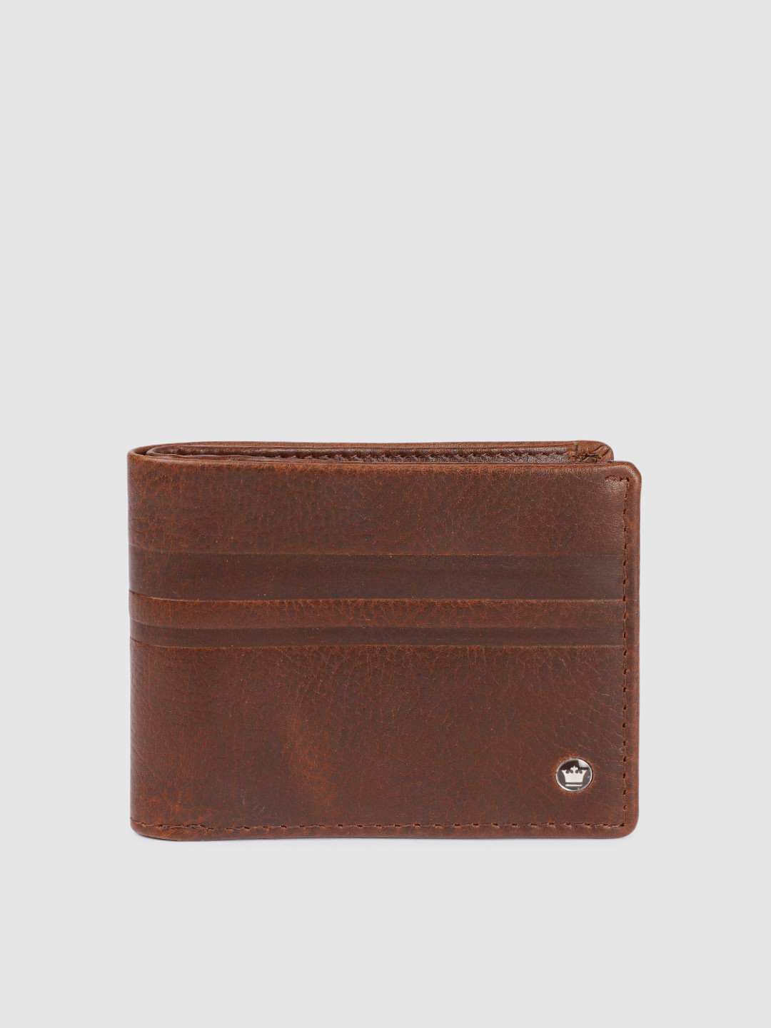 

Louis Philippe Men Striped Leather Two Fold Wallet, Brown