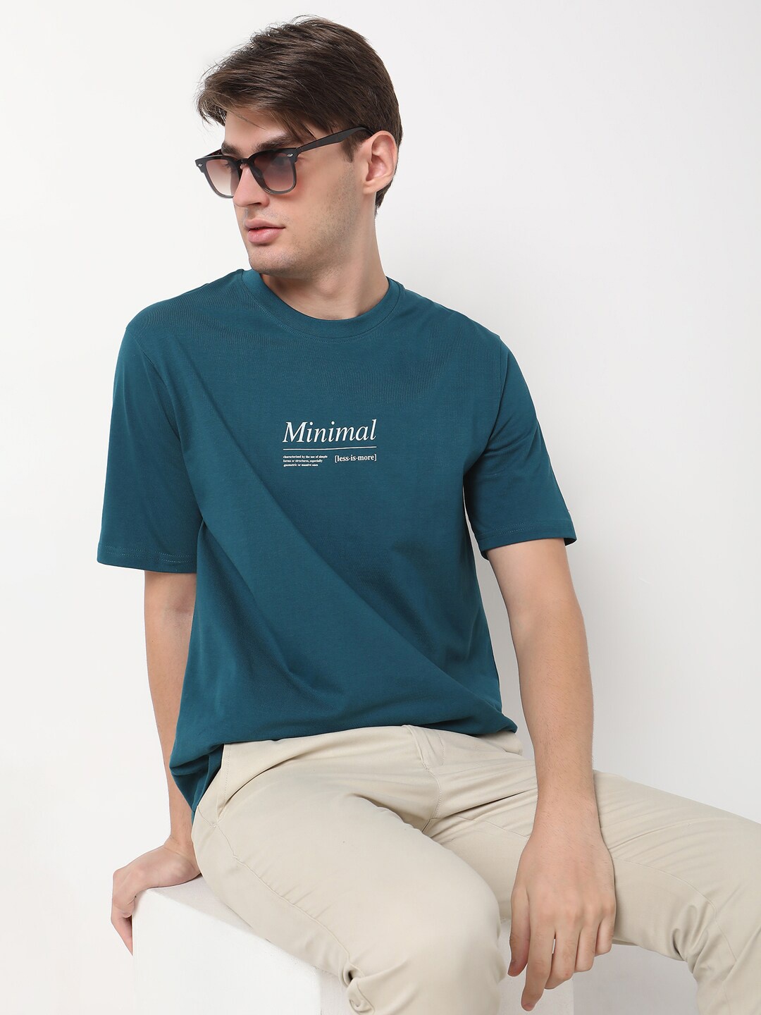 

R&B Men Typography Printed T-shirt, Teal