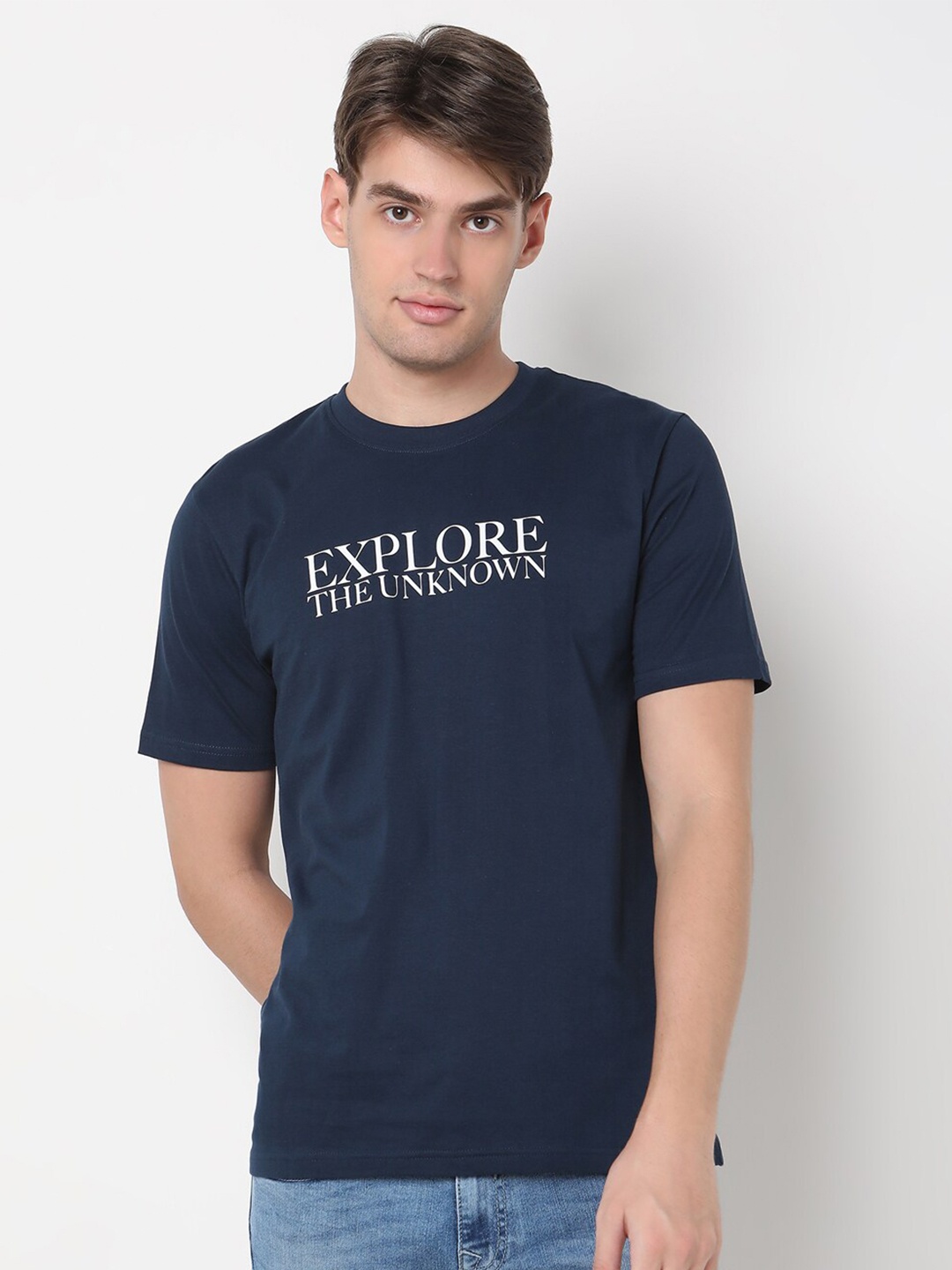 

R&B Men Typography Printed T-shirt, Navy blue