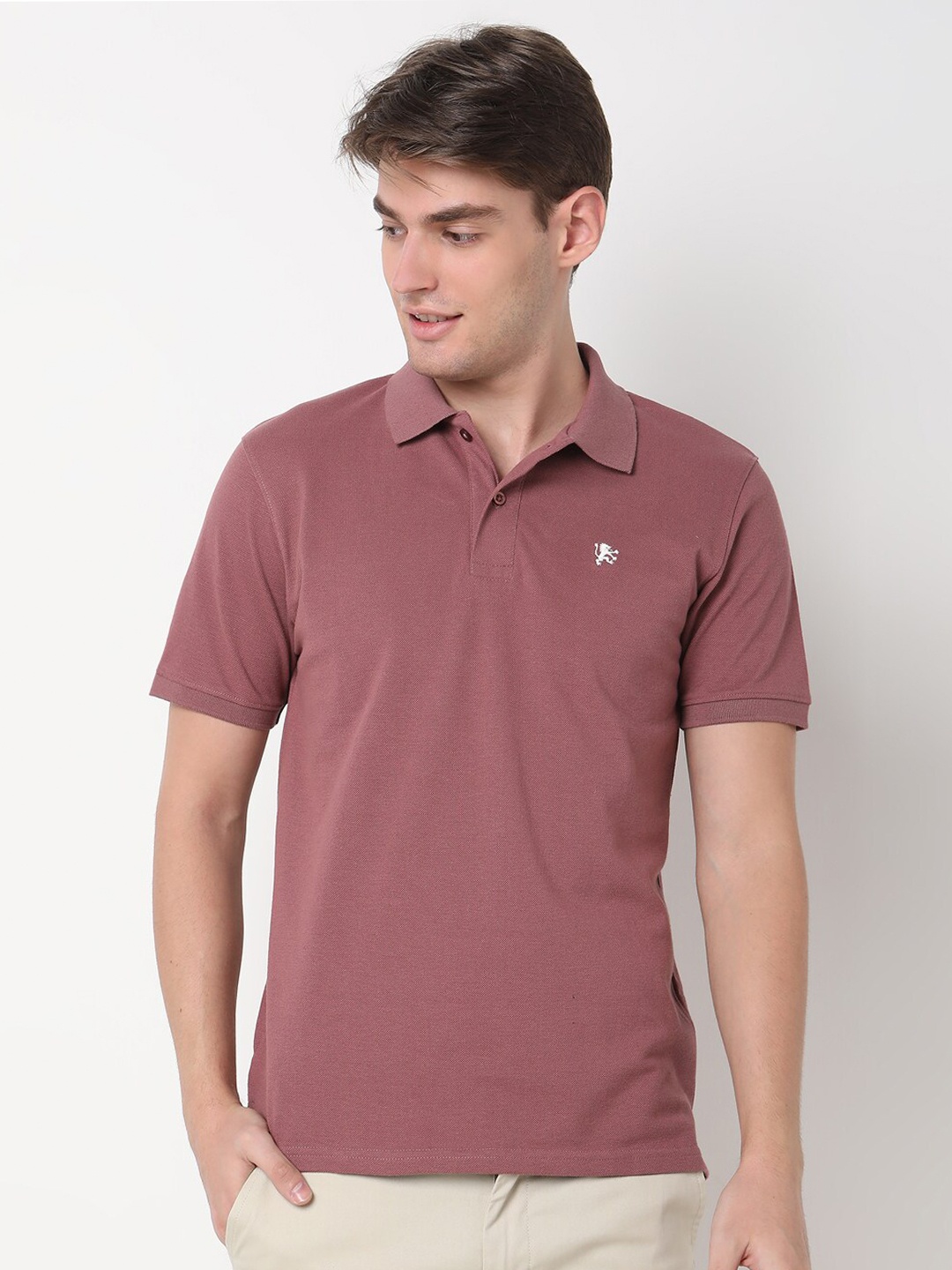 

R&B Men Polo Collar T-shirt, Mauve