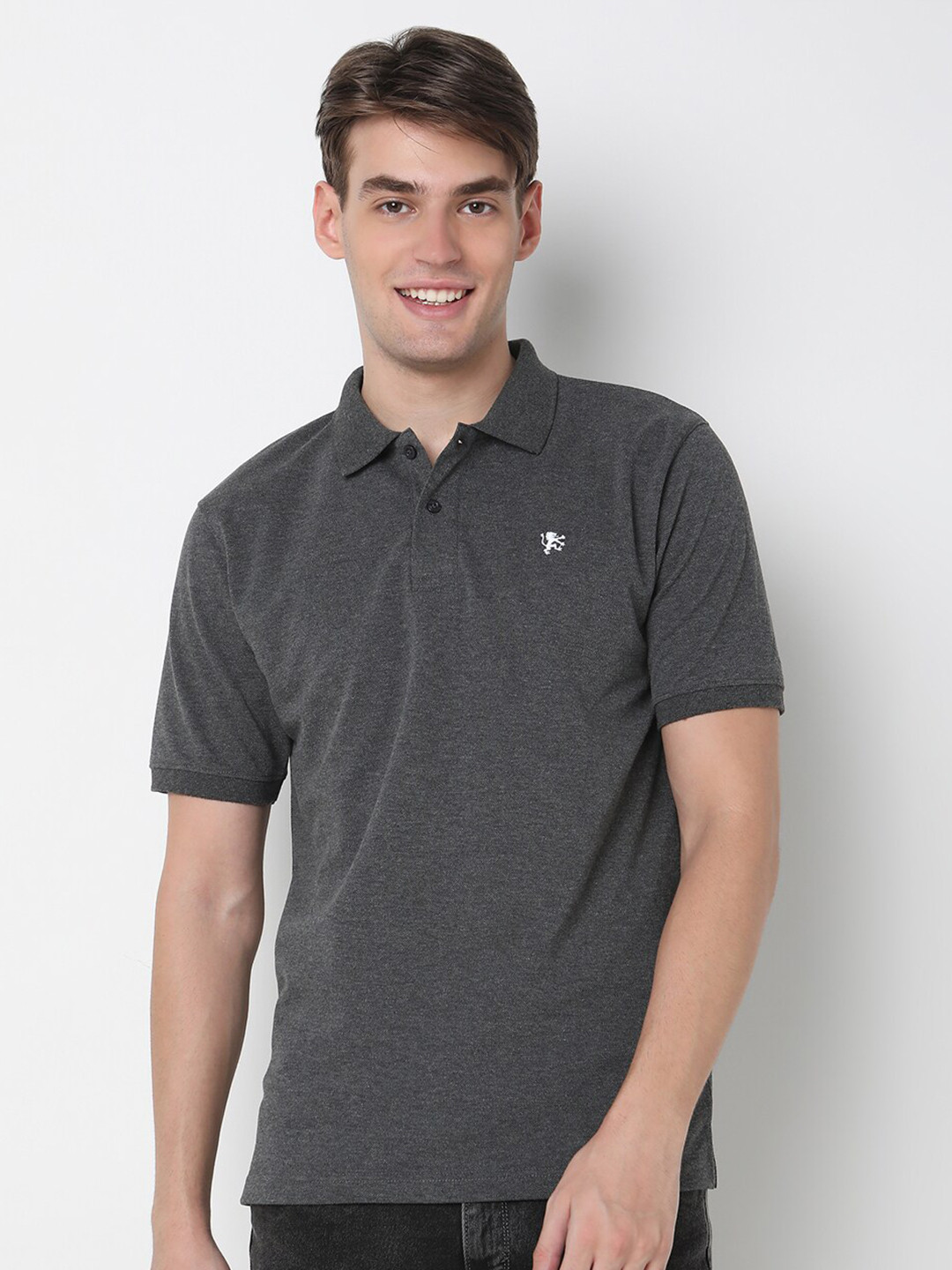 

R&B Men Polo Collar T-shirt, Grey