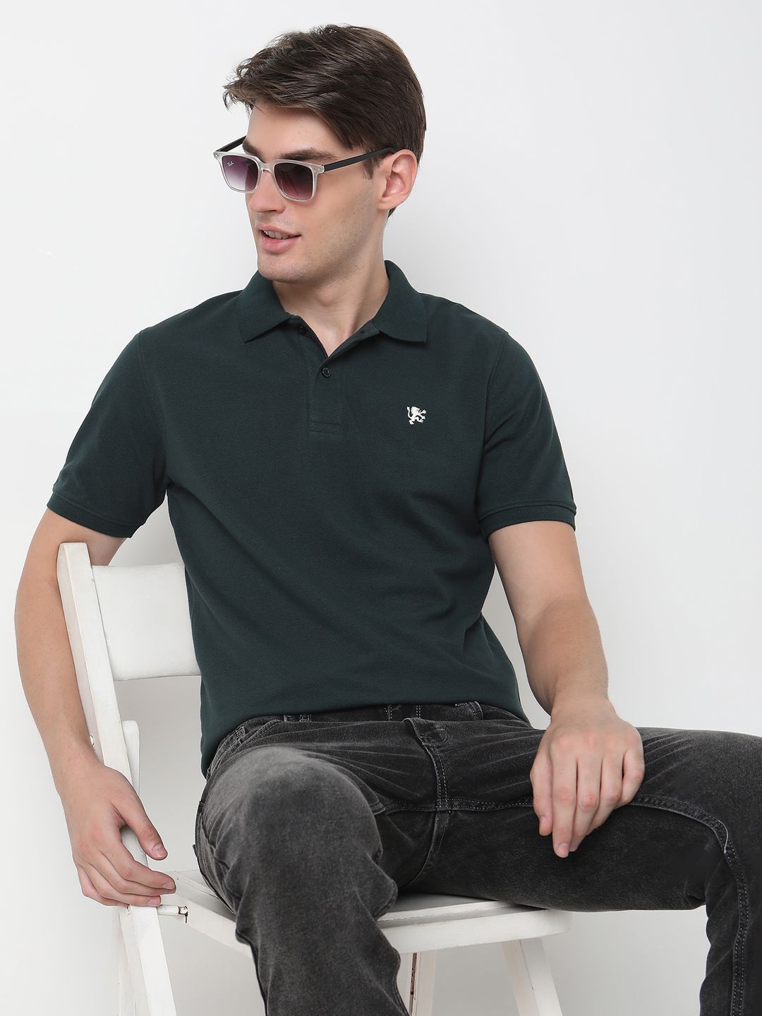 

R&B Polo Collar Short Sleeves T-shirt, Green