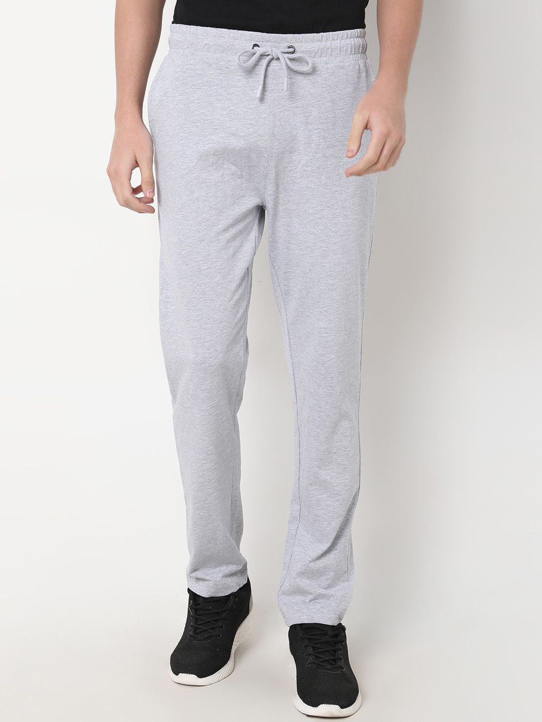 

R&B Men Mid-Rise Regular Fit Cotton Regular Trousers, Grey