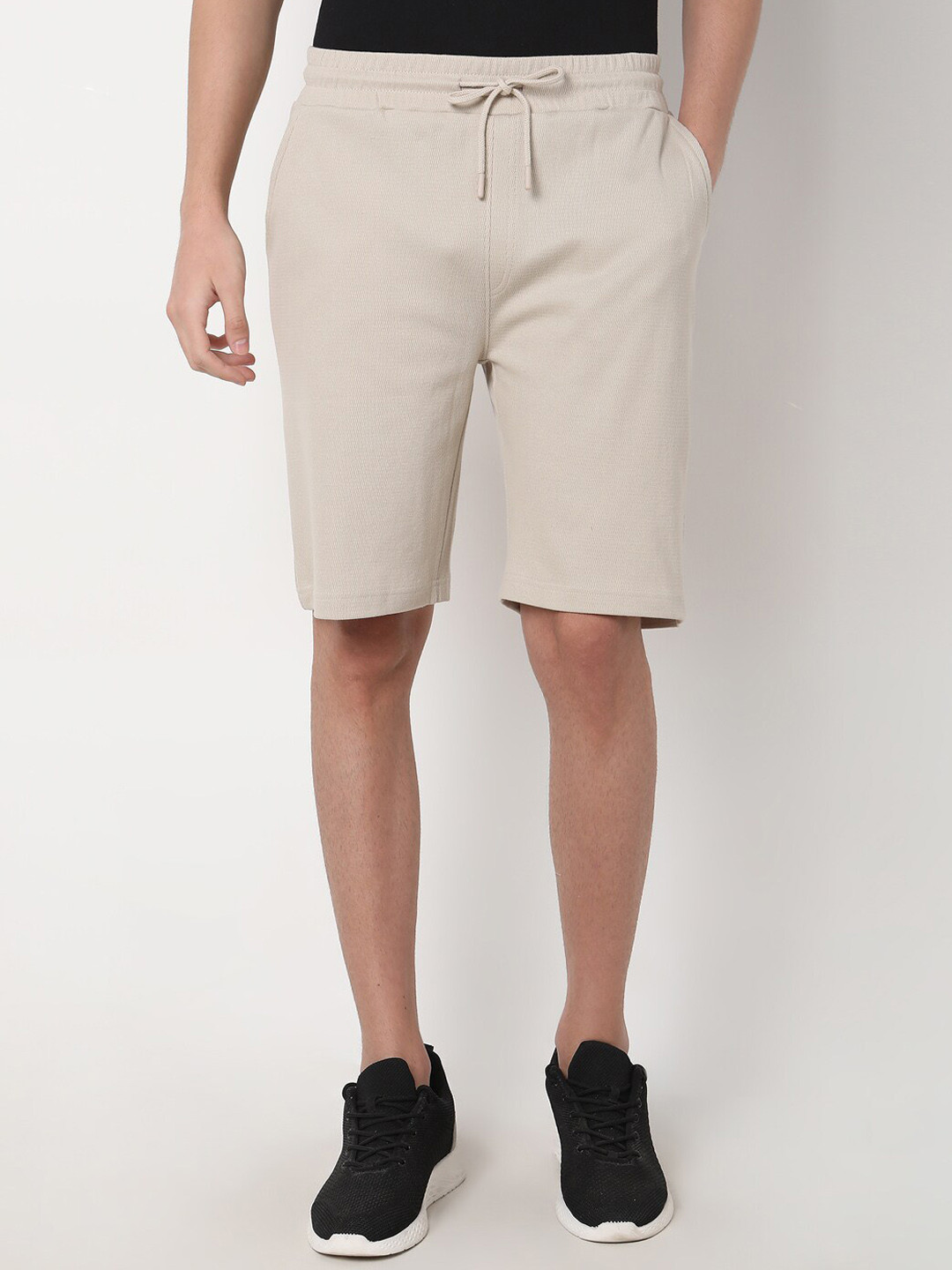 

R&B Men Mid-Rise Cotton Regular Shorts, Beige