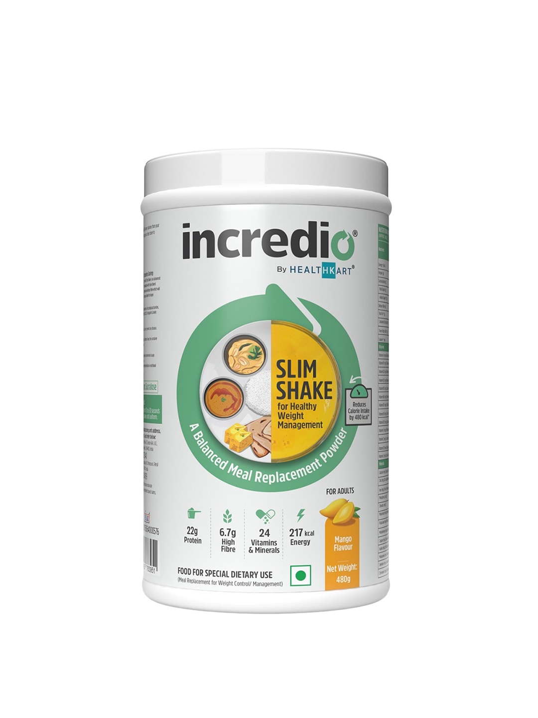 

INCREDIO Mango Flavour Slim Shake for Healthy Weight Management - 480g, White