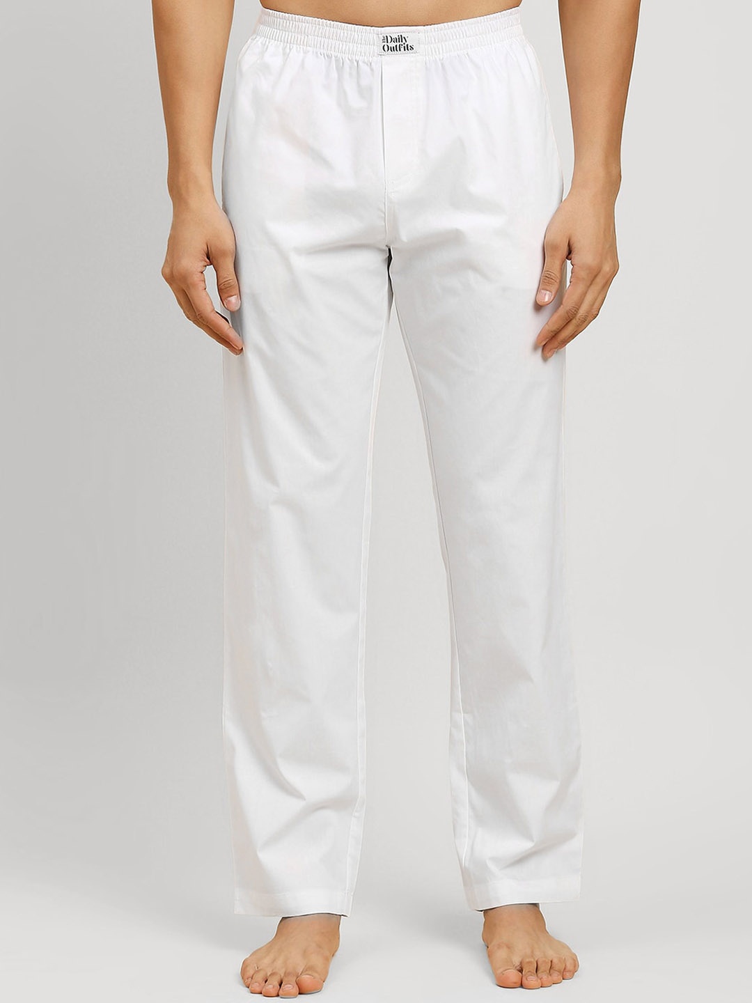 

THE DAILY OUTFITS Men Mid-Rise Cotton Lounge Pants, White