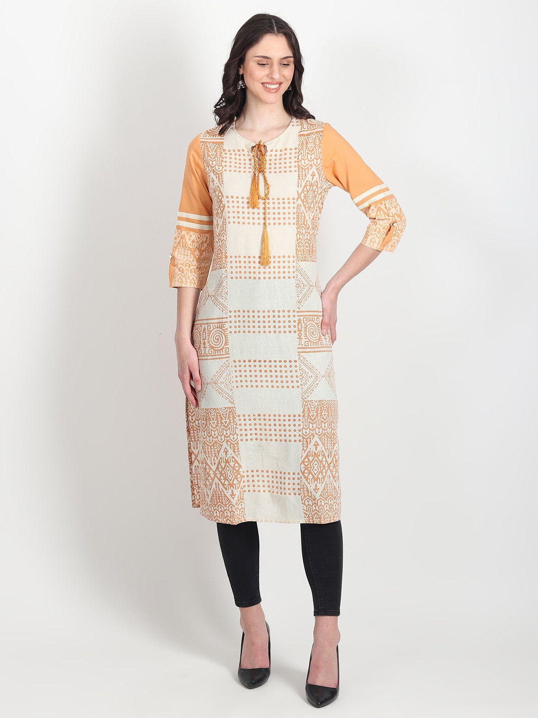 

Art Avenue Printed Pure Cotton Kurta, Orange