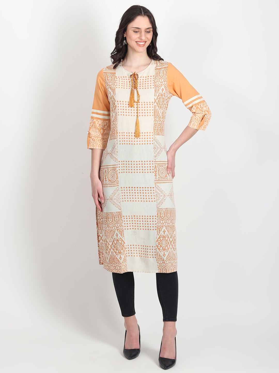 

Art Avenue Printed Pure Cotton Kurta, Orange