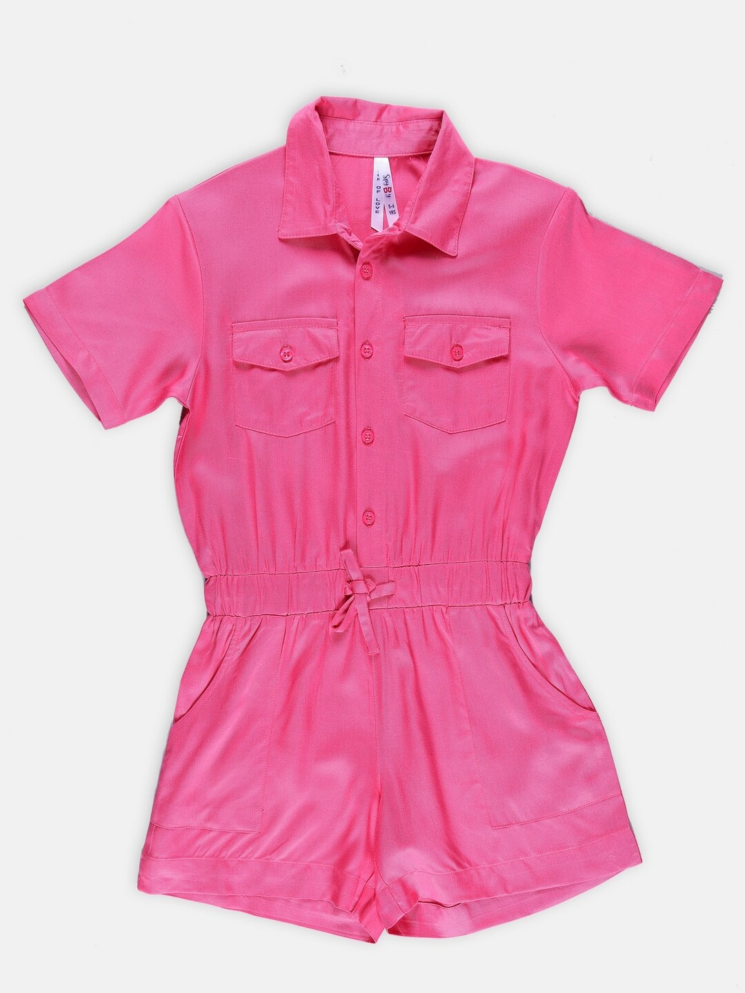 

SPYBY Girls Shirt Collar Cotton Playsuit, Pink