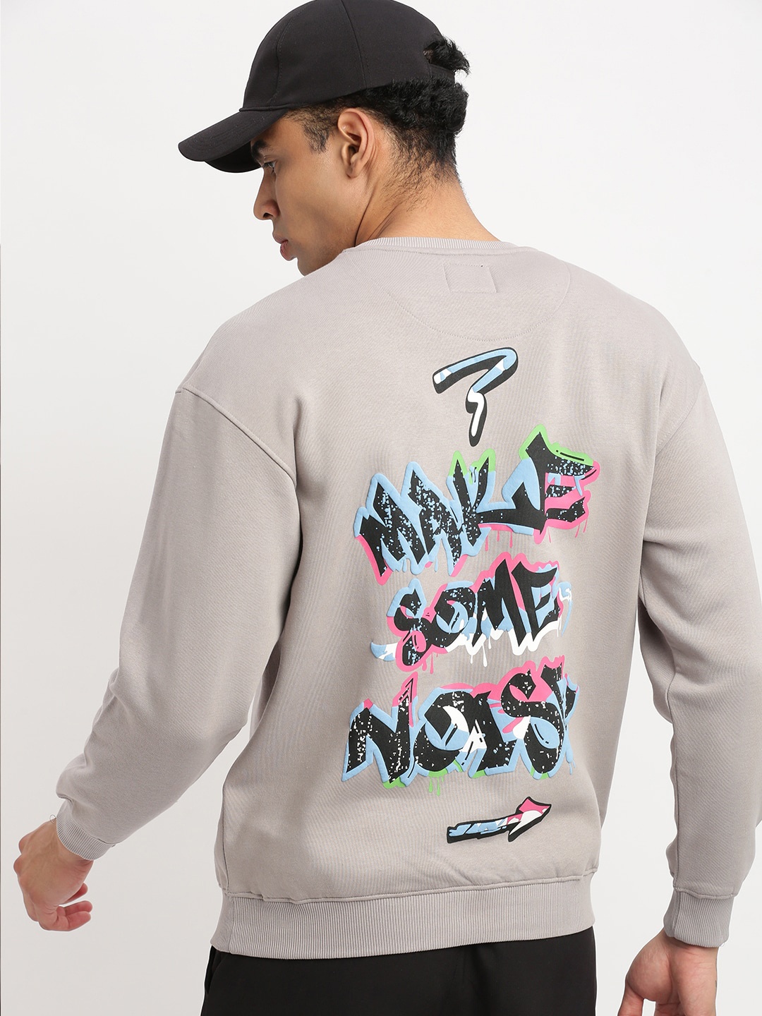 

SHOWOFF Printed Cotton Pullover Sweatshirt, Grey