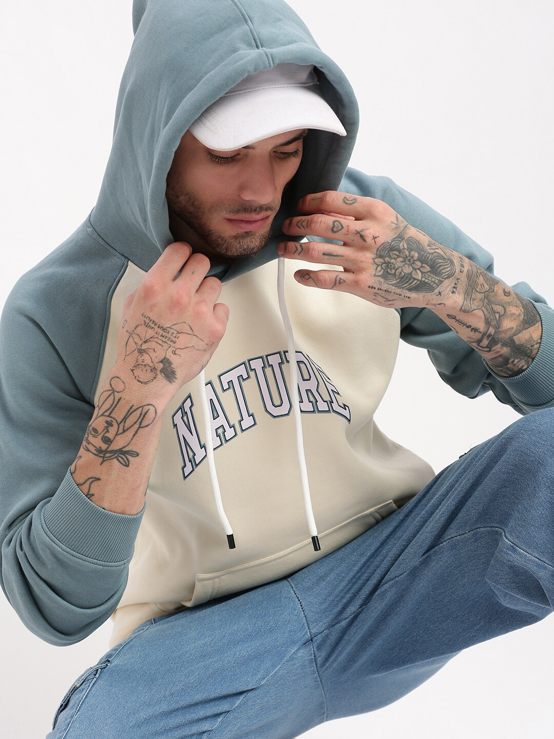 

SHOWOFF Typography Printed Hooded Pullover, Cream