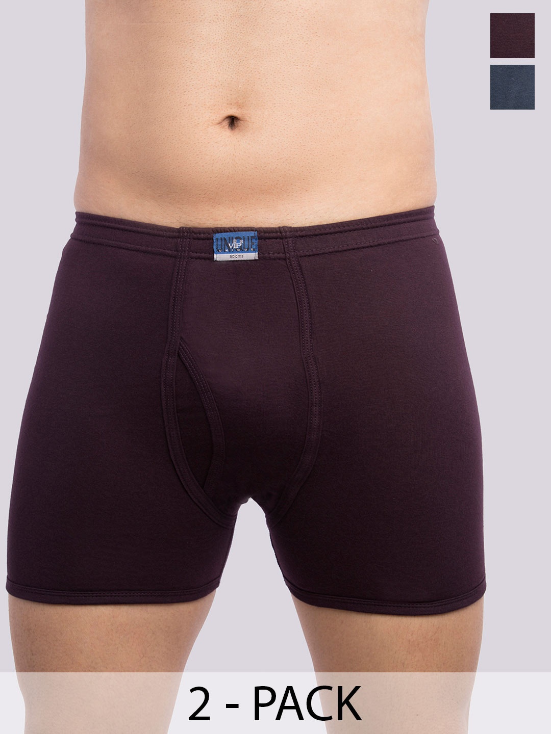 

VIP Pack Of 2 Pure Cotton Assorted Mid Rise Trunks VP-MI-TR-UNICL-10P-PO2-110