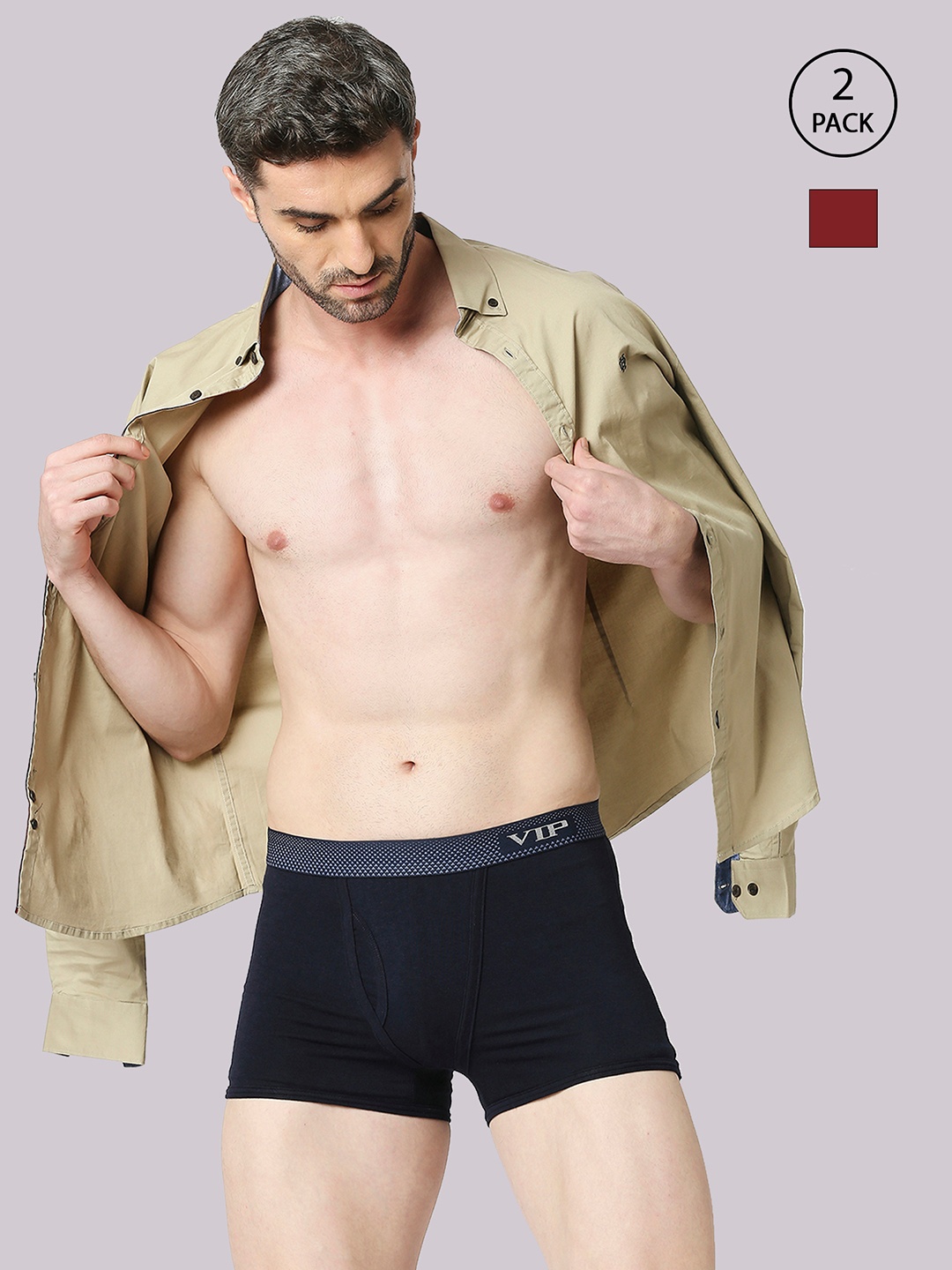 

VIP Pack Of 2 Assorted Mid Rise Trunks VP-MI-TR-SNSRY-10P-PO2-XL