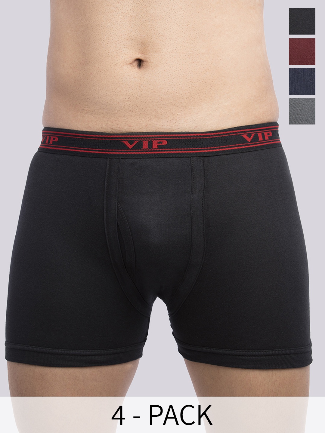 VIP Pack Of 4 Assorted Pure Cotton Snug Fit Trunks- VP-MI-TR-ULTMC-10P-PO4-80