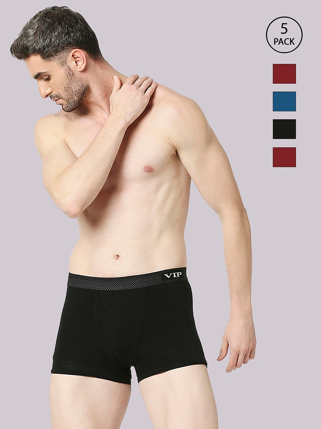 

VIP Pack Of 5 Assorted Cotton Breathability Trunks VP-MI-TR-SNSRY-10P-PO5-S