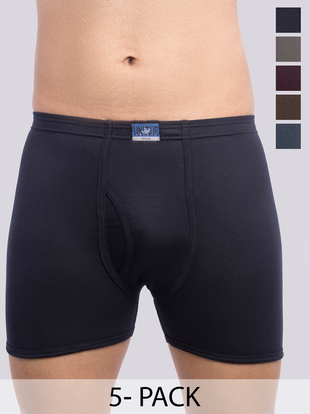 

VIP Pack Of 5 Assorted Pure Cotton Snug Fit Trunks- VP-MI-TR-UNICL-10P-PO5-95