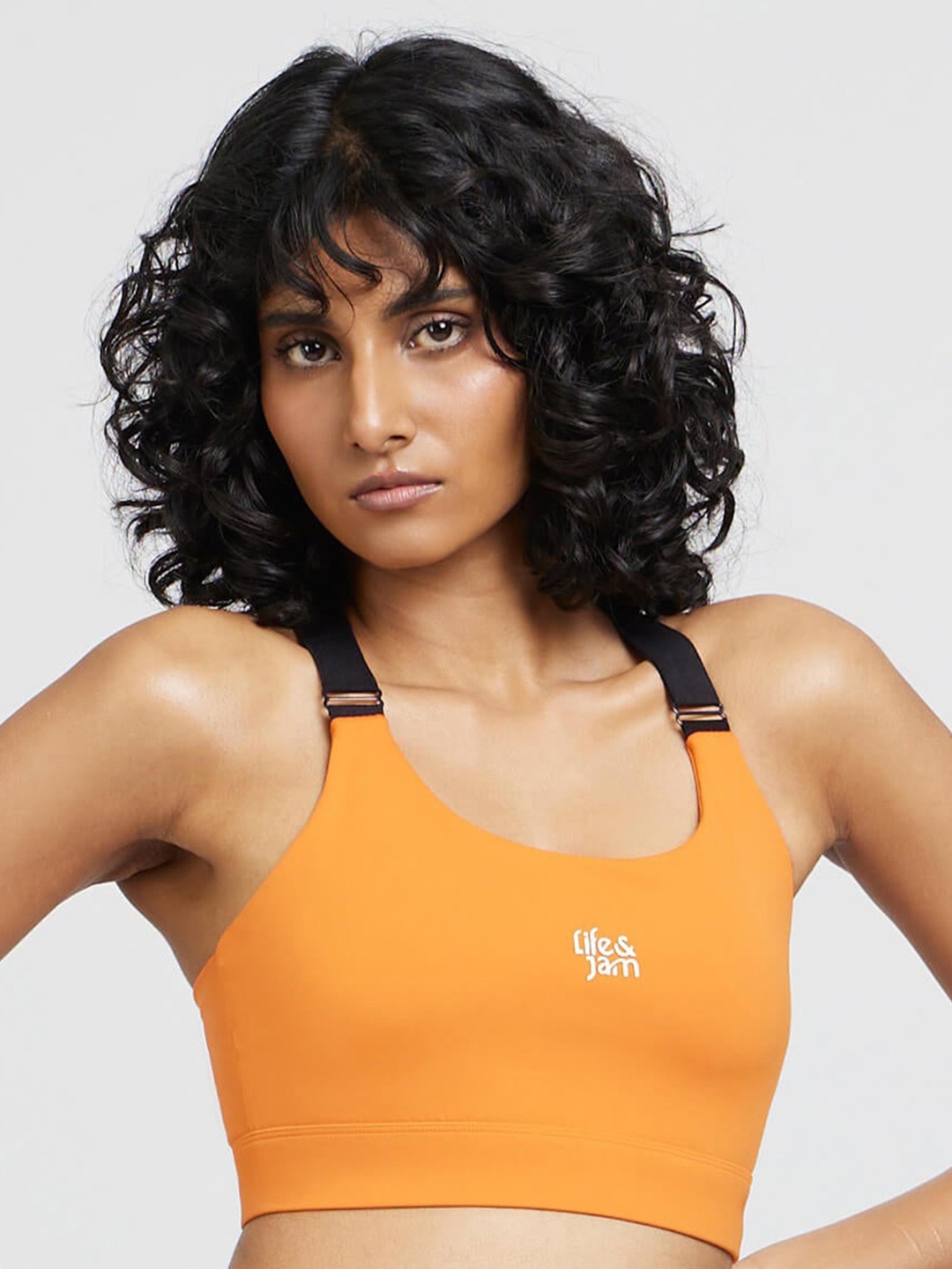 

LIFE & JAM Full Coverage Workout Bra with Moisture Wicking, Orange