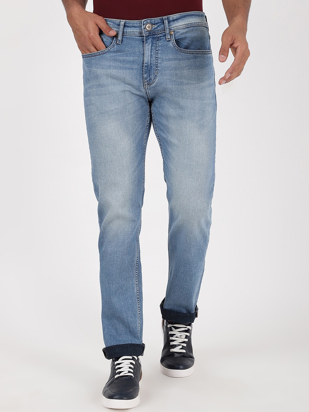 

JADE BLUE Men Straight Fit Heavy Fade Clean Look Jeans