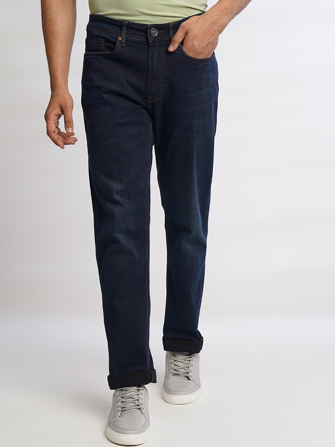 

JADE BLUE Men Straight Fit Clean Look Stretchable Jeans, Navy blue