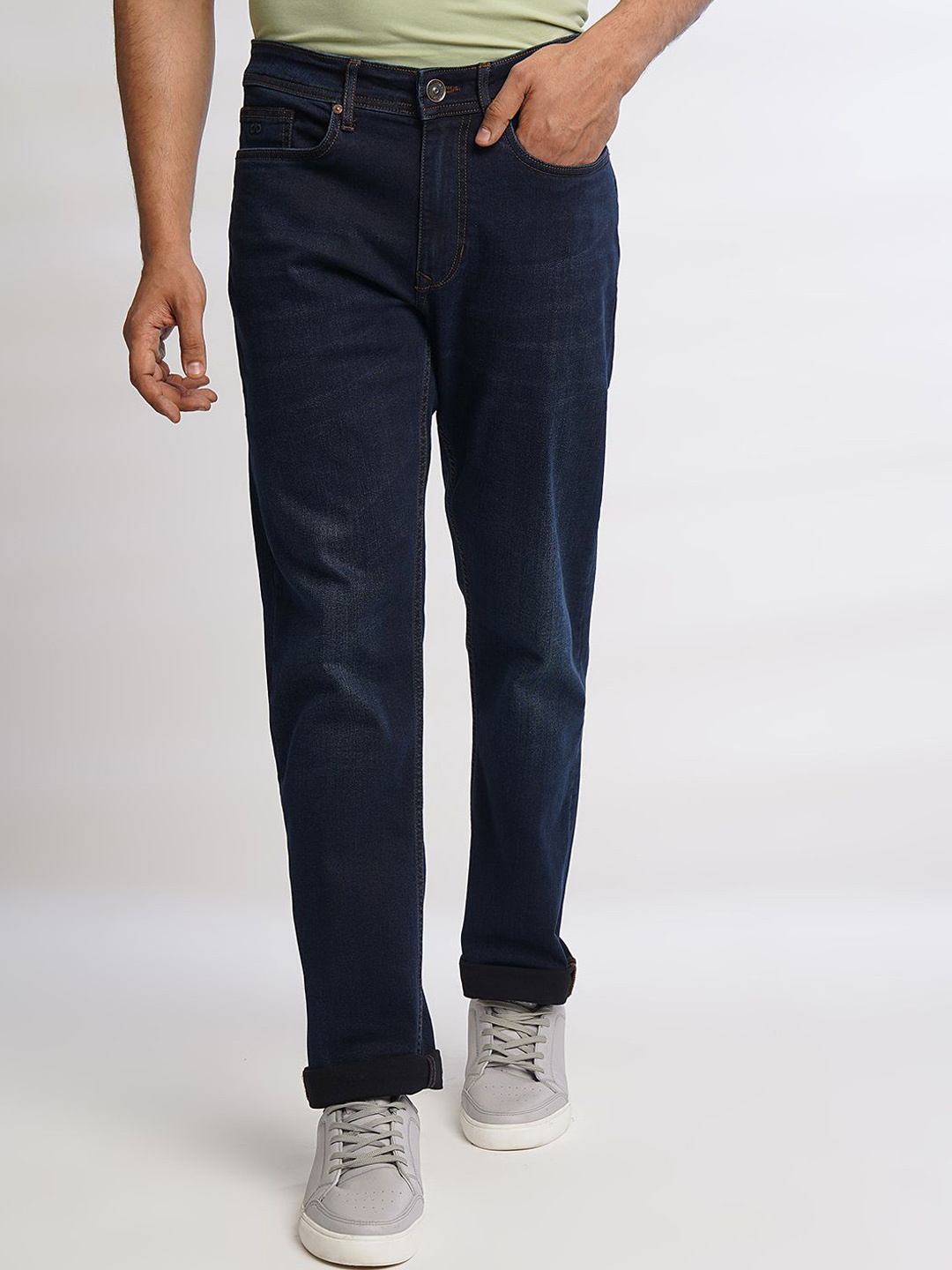 

JADE BLUE Men Straight Fit Clean Look Stretchable Jeans, Navy blue