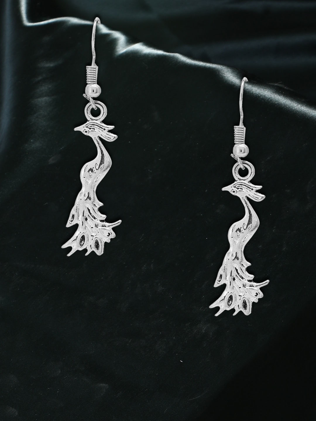 

Adwitiya Collection Silver Plated Oxidised Contemporary Drop Earrings