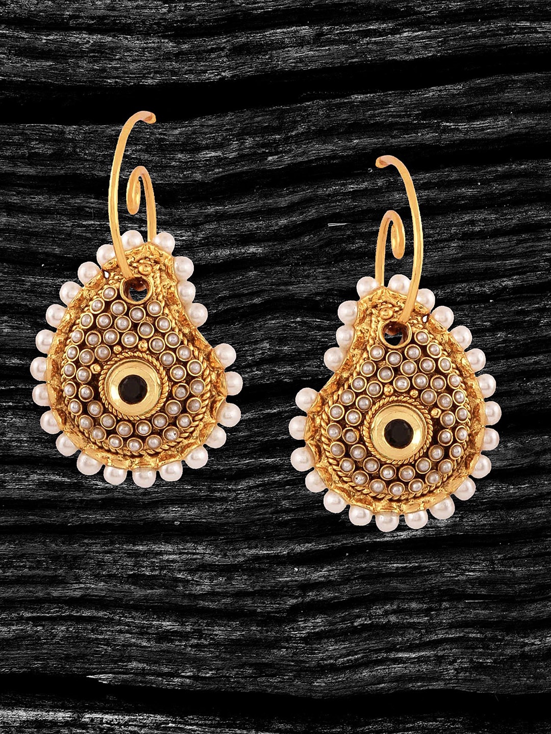 

Adwitiya Collection 24KT Gold-Plated Paisley Shaped Drop Earrings