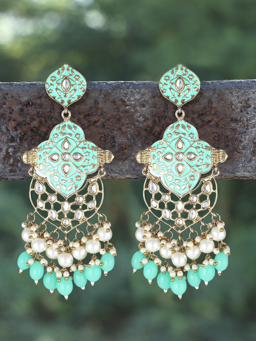 

Adwitiya Collection Artificial Beads 24CT Gold Plated Drop Earrings