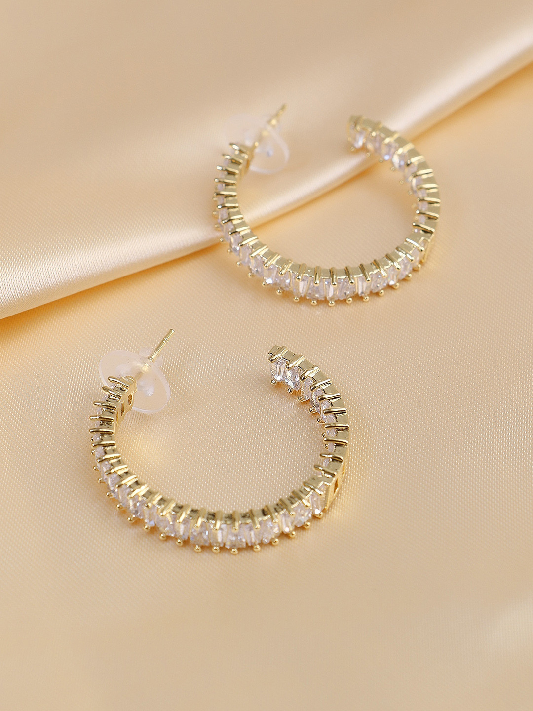 

Adwitiya Collection Gold-Plated 925 Sterling Silver Classic Half Hoop Earrings