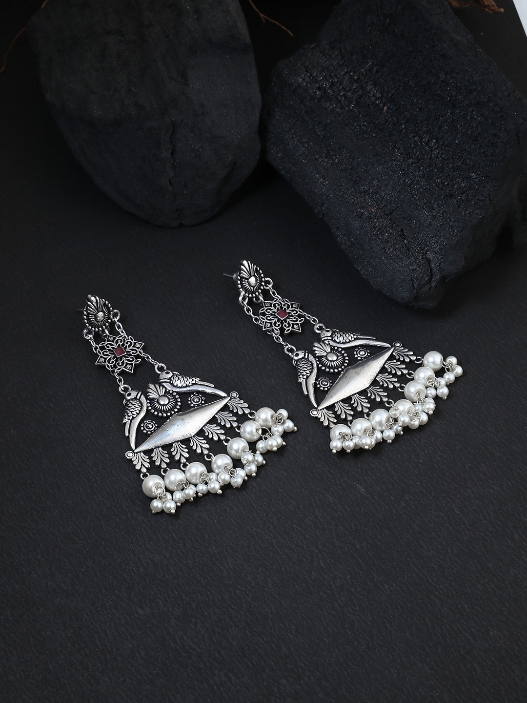 

Adwitiya Collection Silver Plated Artificial Beads Drop Earrings