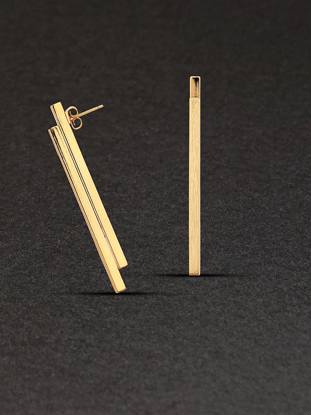 

Adwitiya Collection Gold-Plated Contemporary Drop Earrings