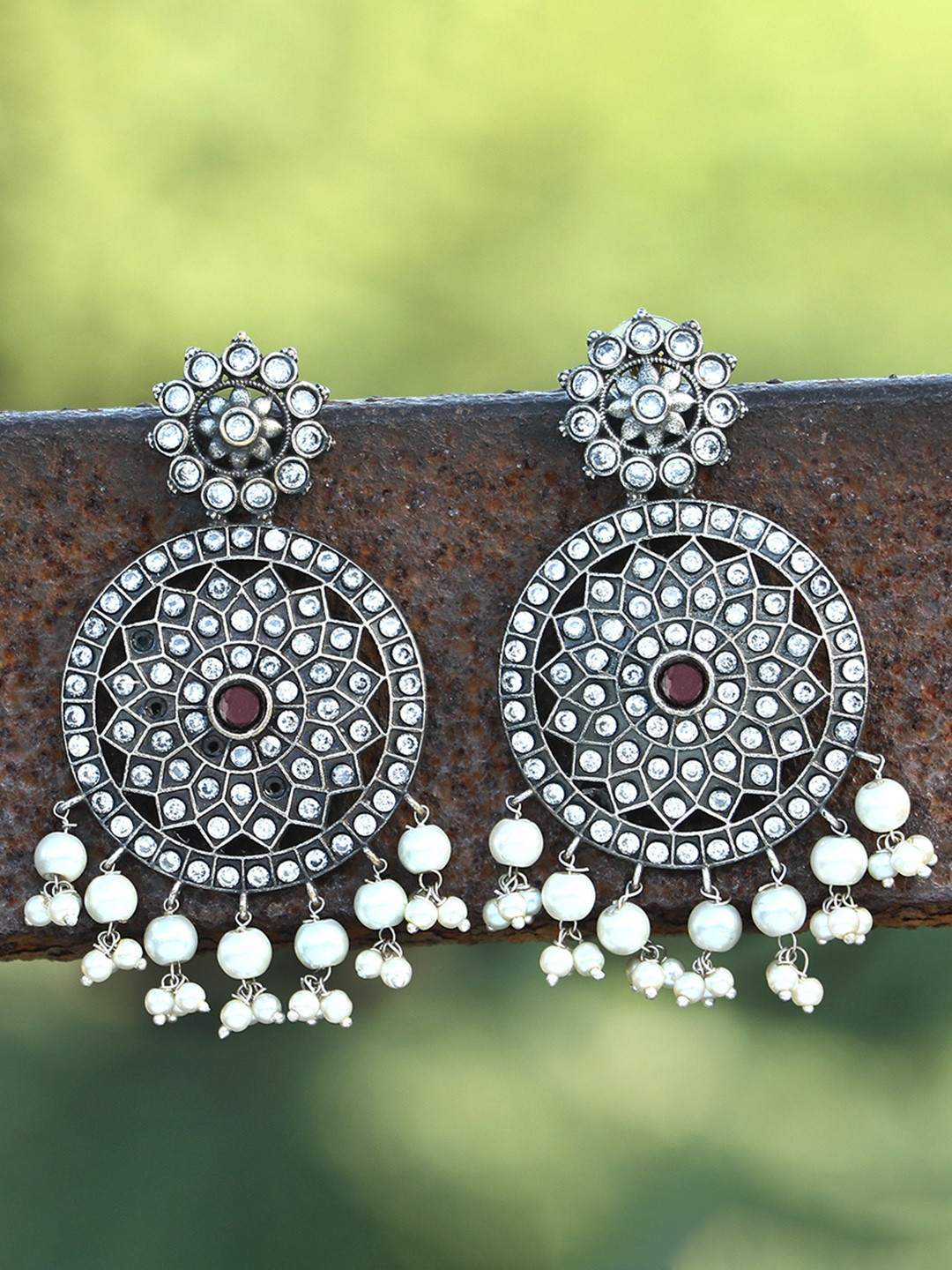

Adwitiya Collection Silver-Plated Classic Chandbalis Earrings