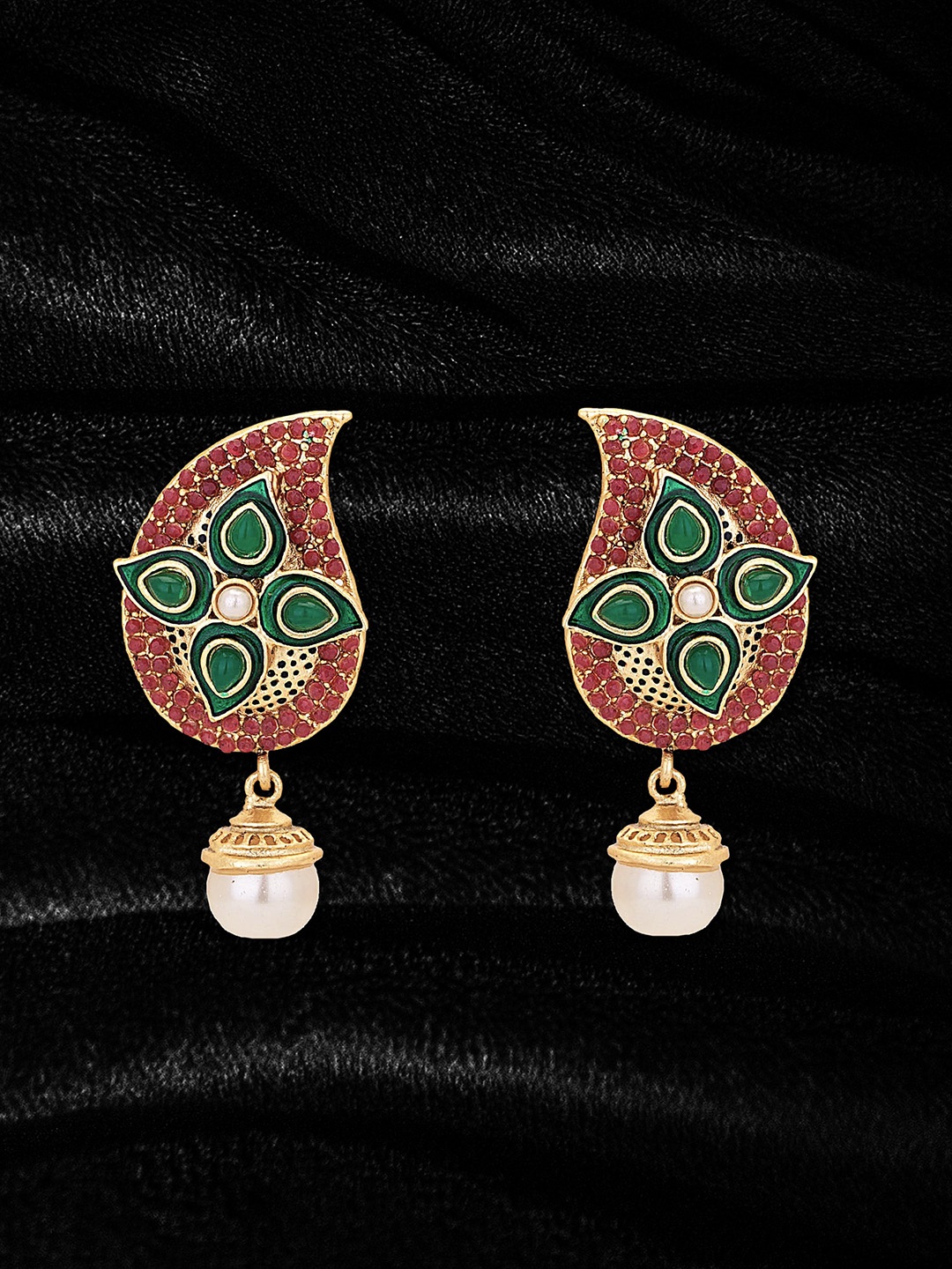 

Adwitiya Collection Gold-Plated Artificial Stones Studded Classic Studs Earrings