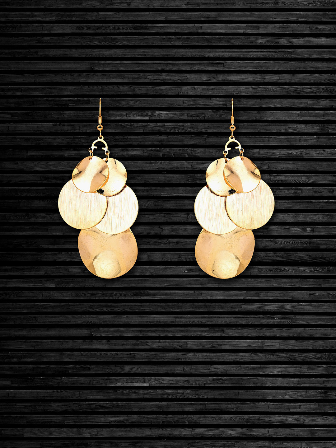 

Adwitiya Collection 24CT Gold-Plated Circular Drop Earrings