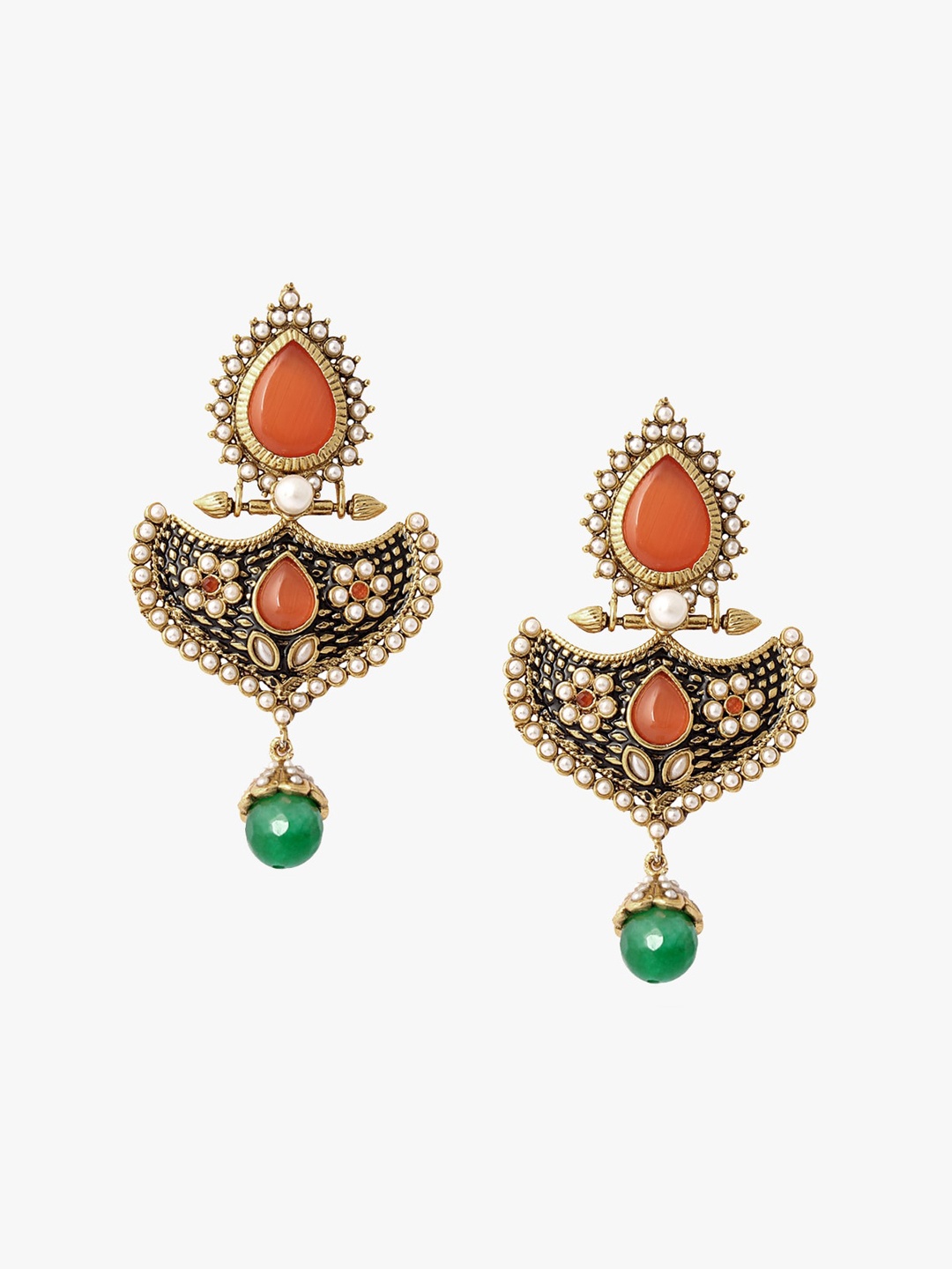 

Adwitiya Collection Gold-Plated Classic Drop Earrings