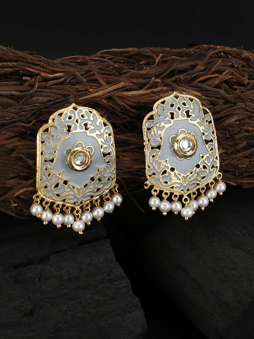 

Adwitiya Collection Gold-Plated Artificial Stones Studded Classic Studs Earrings
