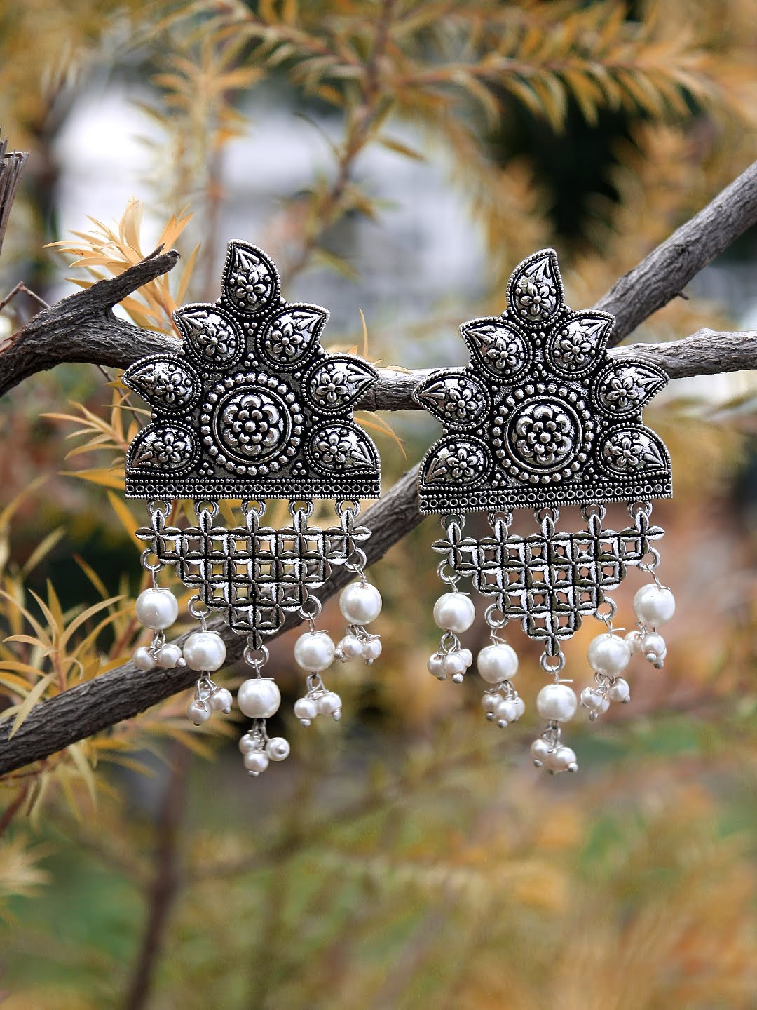 

Adwitiya Collection Silver-Plated Classic Drop Earrings