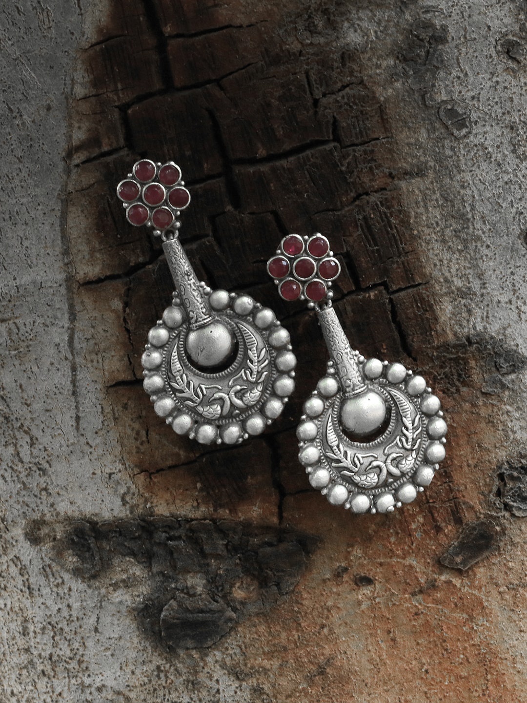 

Adwitiya Collection Silver-Plated Oxidised Classic Drop Earrings