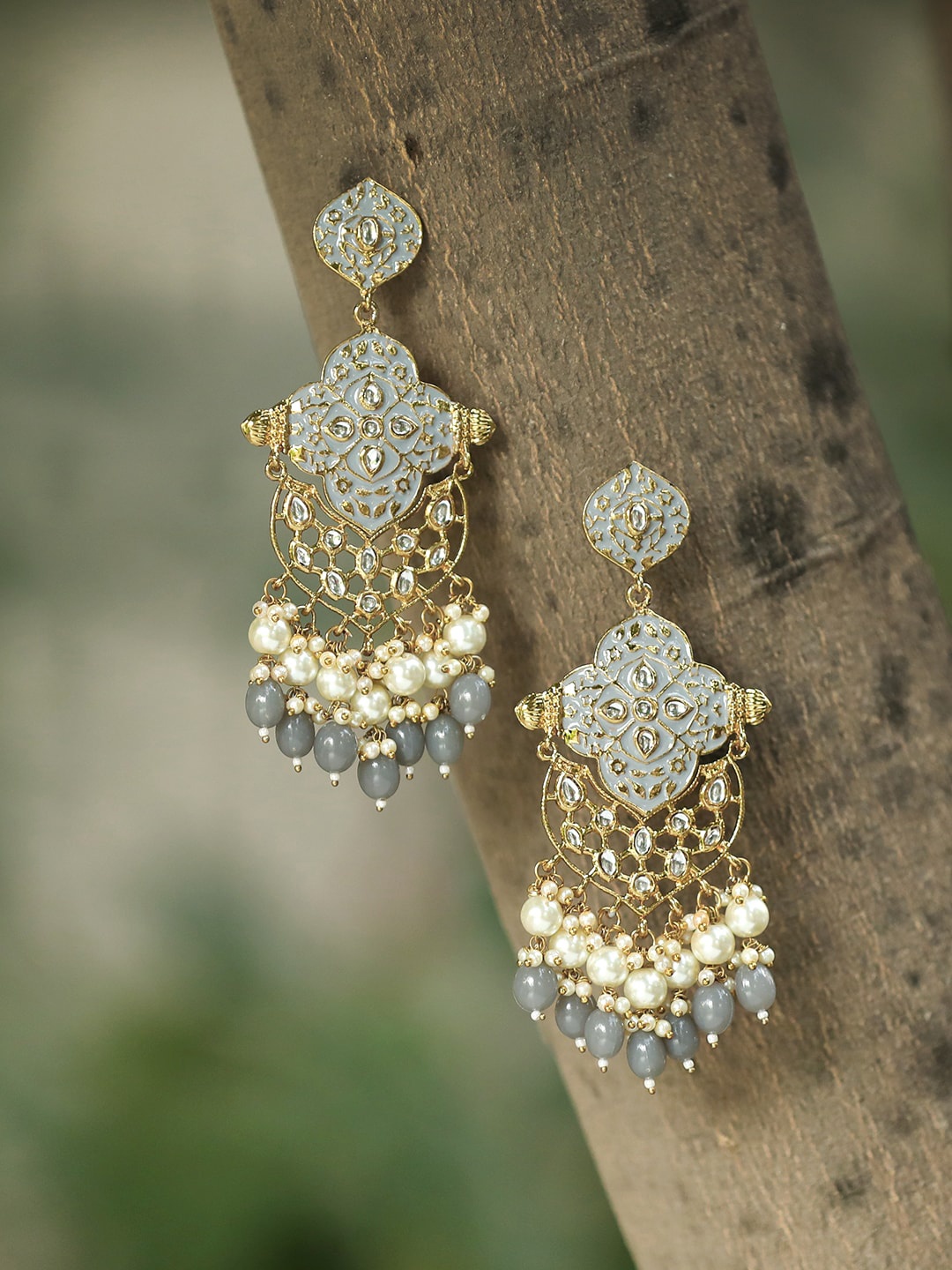 

Adwitiya Collection Gold Plated Artificial Stones and Beads Drop Earrings