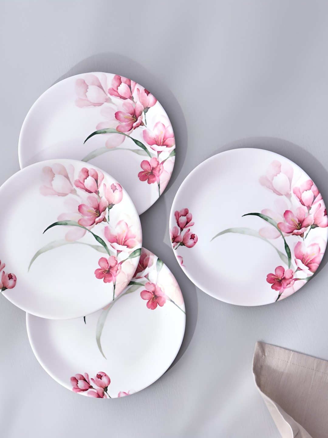 

Home Centre Spinel 4-Pcs Floral Printed Melamine Side Plates, White