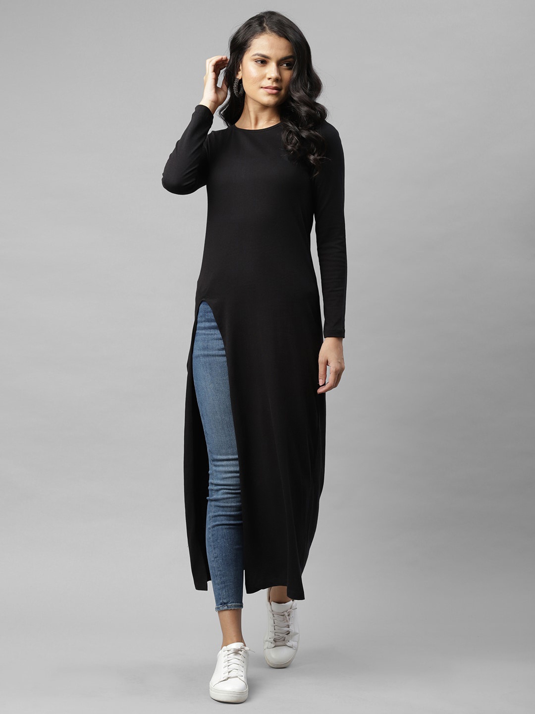 

Rigo Solid Maxi Longline Top, Black