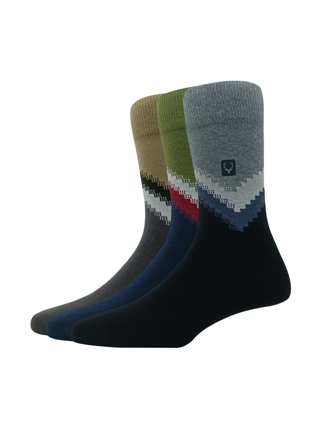 

Allen Solly Men Pack Of 3 Patterned Calf Length Socks, Black