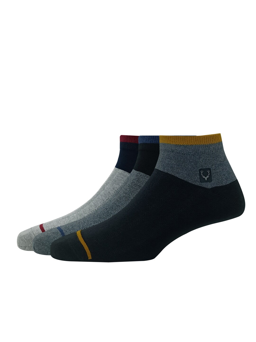 

Allen Solly Men Pack Of 3 Colourblocked Ankle Length Socks, Grey melange