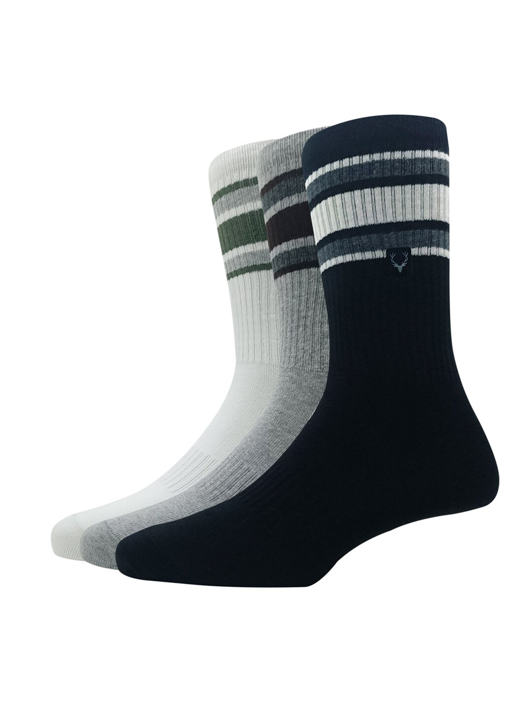 

Allen Solly Men Pack Of 3 Striped Calf Length Socks, White
